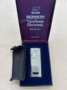 【極美品】ロンソン RONSON Varaflame Electronic ガスライター 喫煙グッズ シルバーカラー アンティーク コレクション ライター