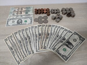 【1円スタート】アメリカ　米国　紙幣・硬貨 おまとめ 大量　合計：100ドル以上 　DOLL / HALF DOLLAR / QUARTER DOLLAR