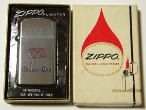 1974年製 ヴィンテージ デッドストック スリム ZIPPO / 70s,レトロ,箱付き,企業物,アドバタイジング,Chilean Line,汽船会社,マリン,客船