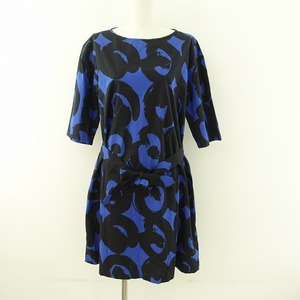 //【定価3.4万】マリメッコ marimekko *Tarika Kissapollo ワンピース*34コットン綿ドレスウエストマーク(1-2401-448)【80B42】