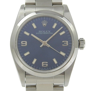 【本物保証】 新品同様 ロレックス ROLEX オイスターパーペチュアル 67480 U番 青文字盤 SS 2024/04 OH済 自動巻 約30ミリ ボーイズ 腕時計