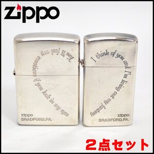 中古 2点セット Zippo オイルライター ペア ハート レギュラーサイズ スリムサイズ ジッポー 喫煙グッズ ライター