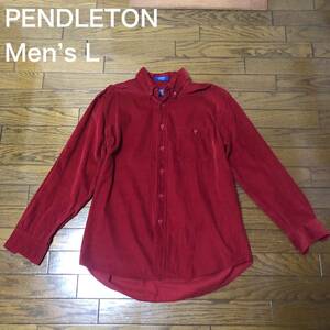 【送料無料】PENDLETON コーデュロイ生地長袖シャツ赤　メンズLサイズ　ペンドルトン