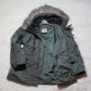 即決 80s USA製 《ALPHA INDUSTRIES》 N-3B(M)ミリタリージャケット フライトジャケット 三本線 旧タグ IDEALジップ アルファ ミリタリー