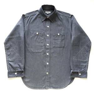 美品 Engineered Garments Work chambray shirt エンジニアードガーメンツ ワークシャンブレーシャツ XS アメリカ製 肘補強布 猫目ボタン