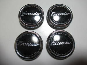 HOT STUFF Exceeder ホイールキャップ センターキャップ4枚セット (ブラック×メッキ)中古品 直径59.5mm×爪の外径58mm×爪の高さ約8ｍｍ