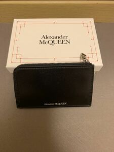 正規 美品 20AW ALEXANDER McQUEEN アレキサンダーマックイーン ロゴ フラグメント コイン カード ケース 小銭入れ 財布 ウォレット 黒