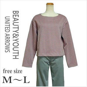 〈BEAUTY&YOUTH UNITED ARROWS〉マルチ千鳥格子柄トップス 長袖 日本製 ビューティーアンドユース レディース M～L位 ☆送料込み