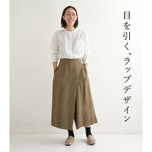 未使用　earth_eco_locoエコロコ　リネンカフェパンツ・ワイドパンツ　