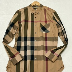 極美品/XLサイズ●BURBERRY バーバリー 【国内正規◇18AW】4045831 ノバチェック ボタンダウン 長袖シャツ/CAMEL メンズ サマー 夏