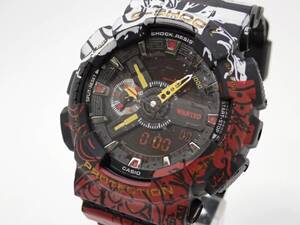 稼動品 1円～☆CASIO カシオ QZ メンズ腕時計 G-SHOCK GA-110JOP ONE PIECE ワンピース コラボレーション アナデジ 黒文字盤/E8028-14300