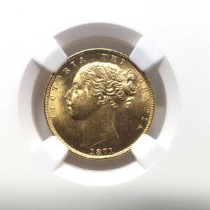 【高鑑定/人気】1871 イギリス 金貨 NGC MS64+ ソブリン ヴィクトリア女王 シールド アンティークコイン ゴールド 投資 資産保全