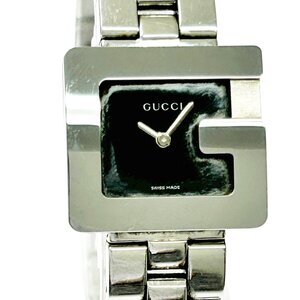 【1円スタート】【箱付き】GUCCI グッチ 3600L スクエア SS ブラック文字盤 クオーツ レディース腕時計 361759