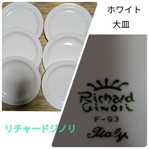 リチャードジノリ　Richard Ginori　ホワイト プレート 磁器 お皿　25cm　6枚セット