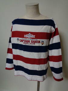 キャプテンサンタ キッズ ボーダーTシャツ XS Captain Santa YACHTCLUB