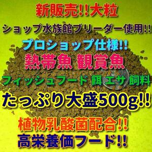 新販売! 大粒 ショップ 水族館 使用 熱帯魚 エサ たっぷり大盛 500g 飼料 プロ仕様 沈下タイプ 観賞魚 淡水魚 フィッシュフード シクリッド