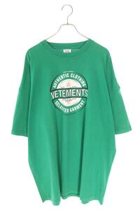 ヴェトモン VETEMENTS 20SS SS20TR373 サイズ:XS オーバーサイズビールバッジTシャツ 中古 BS99