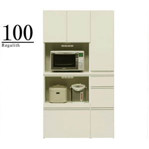 レンジボード レンジ台 幅100cm 完成品 食器棚 ハイタイプ キッチンボード キッチン収納 モイス 国産 ホワイト