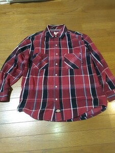 DICKIES ディキーズ 長袖チェックネルシャツ サイズＬ/ワークシャツ/ジャケット/カバオール/メンズ/スナップボタン　ウエスタンシャツ