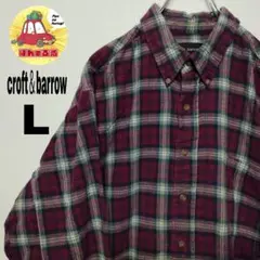 usa古着 croft＆barrow ネルシャツ　L えんじ　ネイビー　チェック