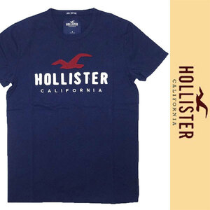 新品 HOLLISTER S/S T-SHIRT ホリスター 半袖Ｔシャツ ネイビー コットン メンズ レディース カリフォルニア ロゴ アバクロ S 正規品