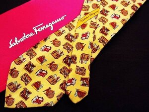 ♪2872D♪状態並品【犬 いぬ トランク 鞄 柄】フェラガモ【Ferragamo】ネクタイ