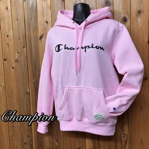 Champion＊チャンピオン レディースM 長袖 スウェット プルオーバー パーカー 裏起毛 ビッグロゴ プリント アメカジ スポーツ USA古着