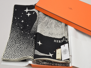 エルメス HERMES カレ ジェアン CLAIR DE LUNE クレール ドゥ リュンヌ カシミヤ×シルク 黒 ユニセックス su_p e_u F-YA793