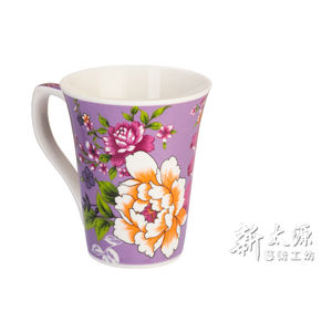 〈新太源〉「客家花布　マグカップ （紫）」花茶杯／ 茶器／ 台湾鶯歌【送料無料】