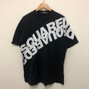 (25)DSQUARED2 ディースクエアード ビッグミラーロゴプリント付きTシャツ M ブラック 黒 白ロゴ S74GD0664 S22427 半袖 Tシャツ メンズ