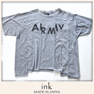 【ink インク】ARMY リビルド ルーズフィット Tシャツ!! （90年代USミリタリーTシャツ 再構築）