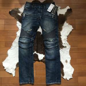 美品 BALMAIN HOMME (バルマンオム) スリム バイカー 赤耳 デニムパンツ（インディゴユーズド）サイズ27 定価17.6万/イタリア製