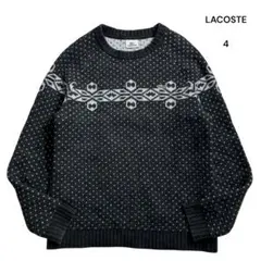 LACOSTE ラコステ バーズアイニット ノルディック柄 4 チャコールグレー