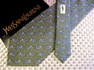 ♪34216C♪良品【葉っぱ 植物 柄】サンローラン【YSL】ネクタイ