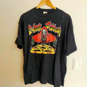 fantasy ファンタジーボディ BLACK SABBATH 666 パキスタン製 パキ綿 バントTシャツ 80s 90s 半袖 L ブラック(黒）