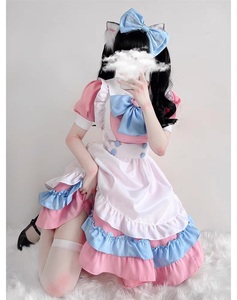 新品未使用 メイド服 コスプレ レディース 大きいサイズ 6L ピンク メイド コスプレ衣装