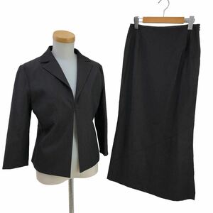 S185⑤ 日本製UNTITLED アンタイトル セットアップ ジャケット ロングスカート 上着 羽織り 七分袖 ボトムス スカート 9 ブラウン 茶