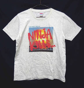 ●United Athle ユナイテッドアスレ / 忍者 PUNK NINJA BRIGADE コットン・プリント・半袖Tシャツ・グレー・サイズ：L / USED