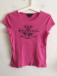 【送料無料】中古 RALPH LAUREN ラルフローレン Tシャツ ピンク サイズL(12/14)