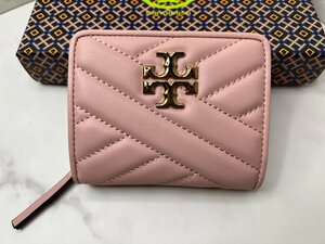 新品トリーバーチ 二つ折り財布 キラ ミニ財布 レディース ウォレット TORY BURCH アウトレット品　ピンク