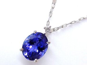 GSTV購入品 美品 純Pt Pt950 プラチナ ネックレス ■ タンザナイト 3.00ct ダイヤ 0.03ct トップ □4J6DS