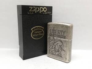 L2412-206【未使用品】ZIPPO/ジッポー　オイルライター　LIBERTY NEW YORK　銀メッキ/バレル加工　99年製