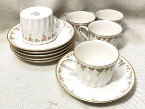 Noritake/ノリタケ カップ&ソーサー 5客 (カップ5,ソーサー6) アイボリーチャイナ 金彩 花柄 小花 フラワー 食器