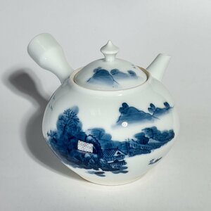 【洛座】畑萬陶苑 染付 山水 急須 ＜煎茶器煎茶道具