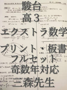 駿台　三森司先生　通期・春期・夏期　高３エクストラ数学　プリント・板書　フルセット　河合塾　鉄緑会　Z会　東進 　SEG