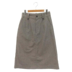 マーガレットハウエル MHL. CHEF CHECK COTTON LINEN スカート チェック タック ロング リネン混 0 黒 ベージュ /HK ■OS ■SH レディース