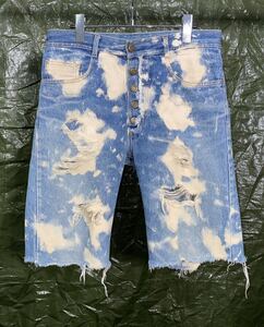 AW1996 ALEXANDER MCQUEEN BLEACHED DENIM SHORTS アレキサンダーマックイーン　デニム