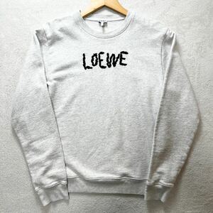 【極美品・現行】 LOEWE ロエベ メンズ クルーネック トレーナー スウェット ロゴ刺繍 ビッグロゴ グレー Mサイズ相当 