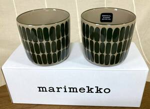 新品未使用 ☆ マリメッコ　アルク　Alku　ラテマグ　コーヒー カップ　テラ × ダークグリーン ２個 marimekko