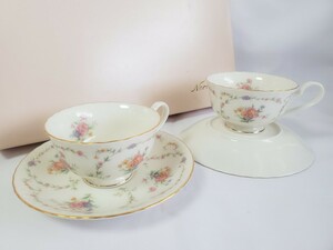 [未使用] Noritake ノリタケ Contemporary コンテンポラリー 2客セット☆カップ 花柄 金縁 洋食器 食器 ★02K-40